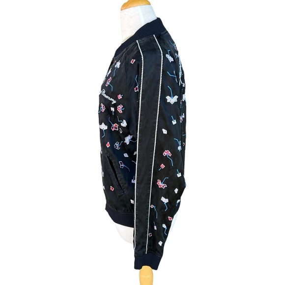 Opening Ceremony Bomber Jacket Embellished Sequin Braided Trim Silk Medium FLAW - Picture 2 of 13